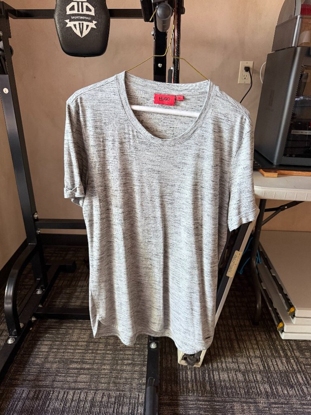 HUGO Hugo Boss Gray Marled Scoop-Neck T-Shirt M